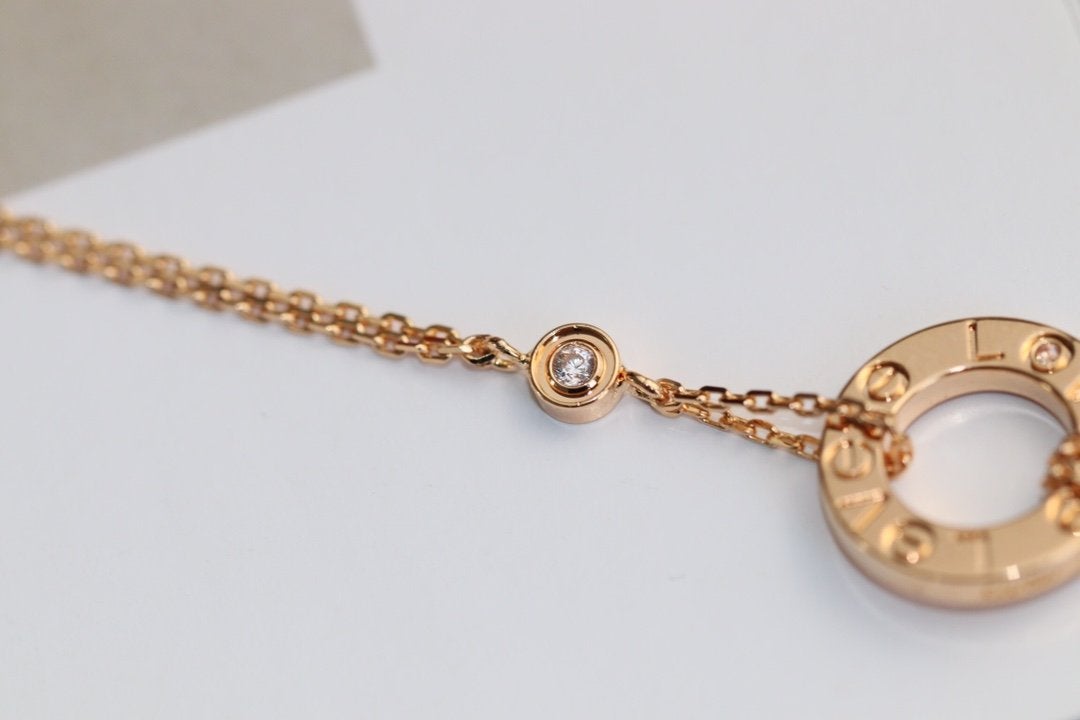 DIANA LOVE NECKLACE ADJUSTABLE ROSE GOLD 2 DIAMOND