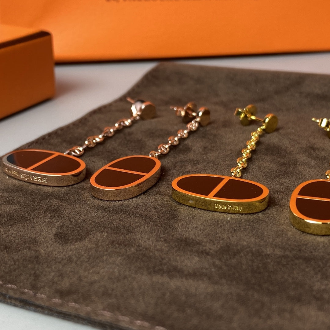 DIANA CHAINE VERSO BLACK CERAMIC EARRINGS