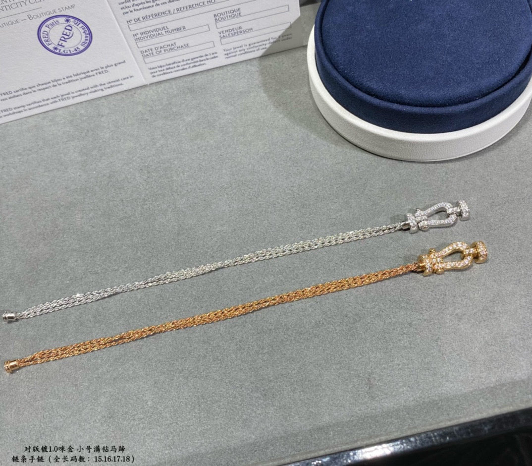 DIANA FORCE SMALL HORSESHOE DIAMOND CHAIN ROPE BRACELET