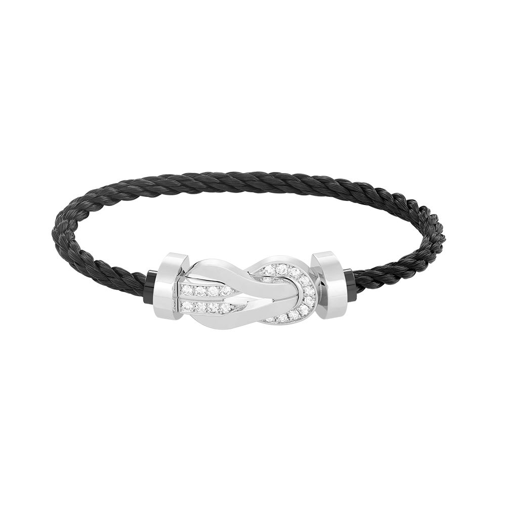 DIANA CHANCE LARGE 8 FIGURE BUCKLE HALF DIAMOND BRACELET SILVER
