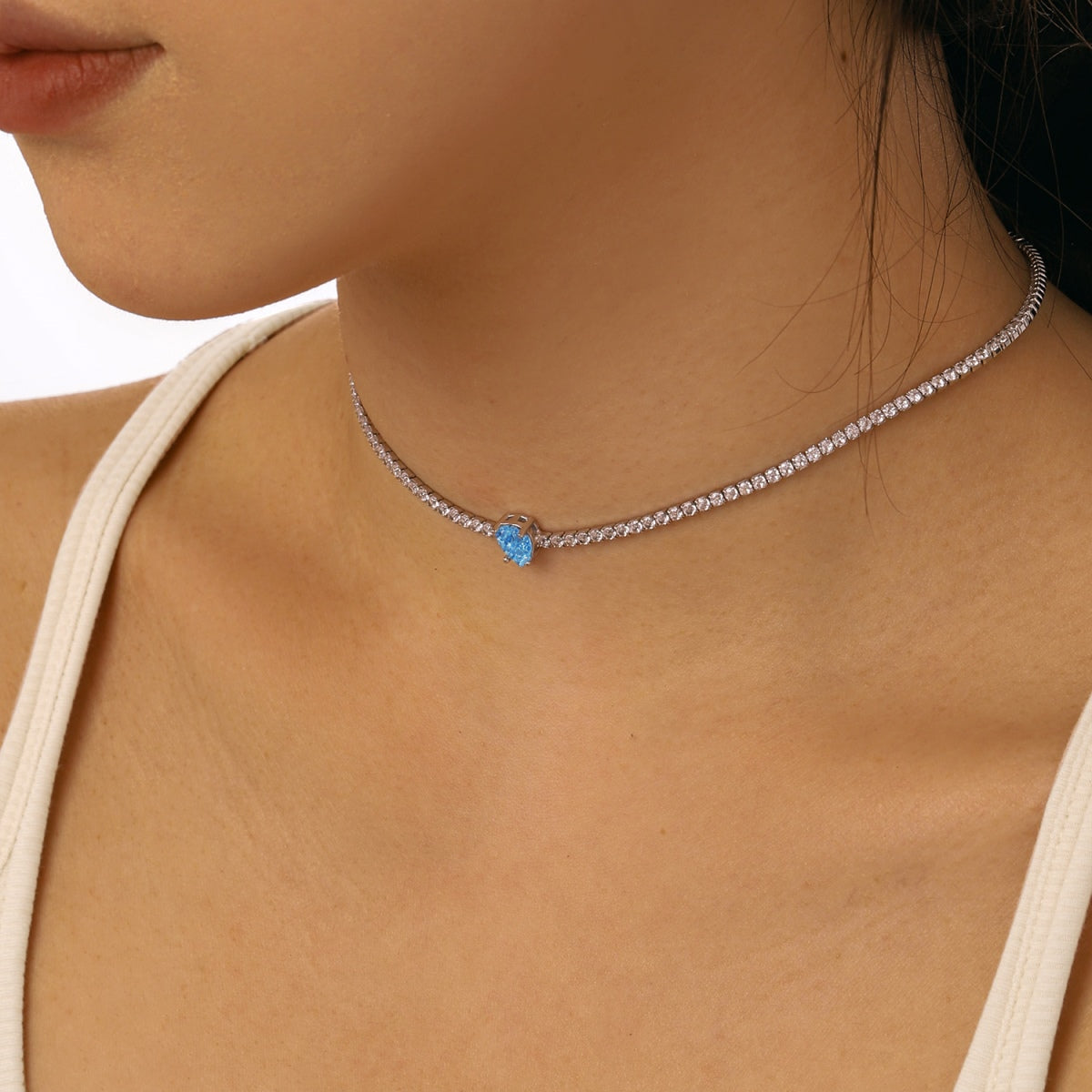 [HOT]1.0 carat Unique Pear Cut Tennis Necklace