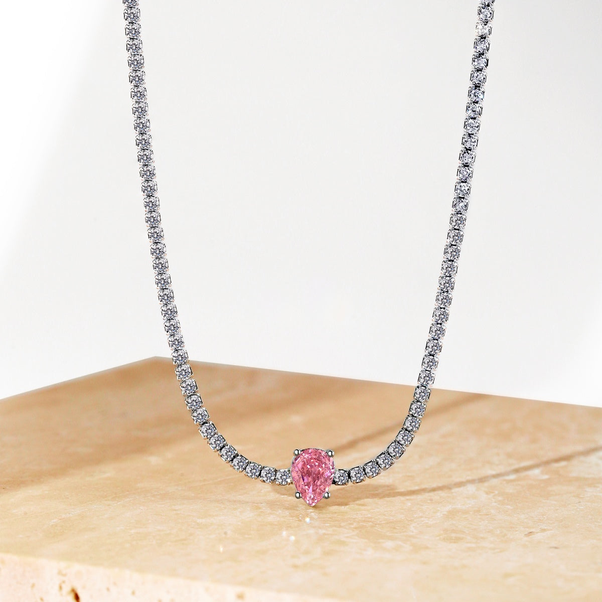 [HOT]1.0 carat Unique Pear Cut Tennis Necklace
