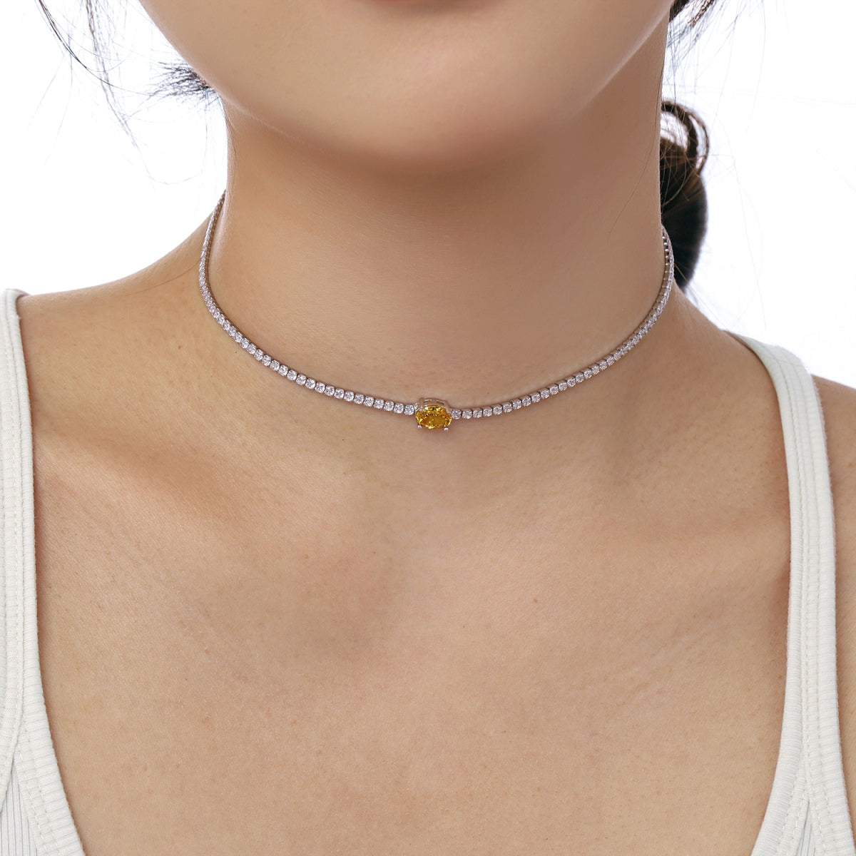 [HOT]1.0 Carat Shining Oval Cut Necklace