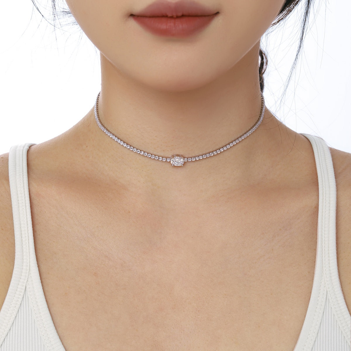 [HOT]1.0 Carat Shining Oval Cut Necklace