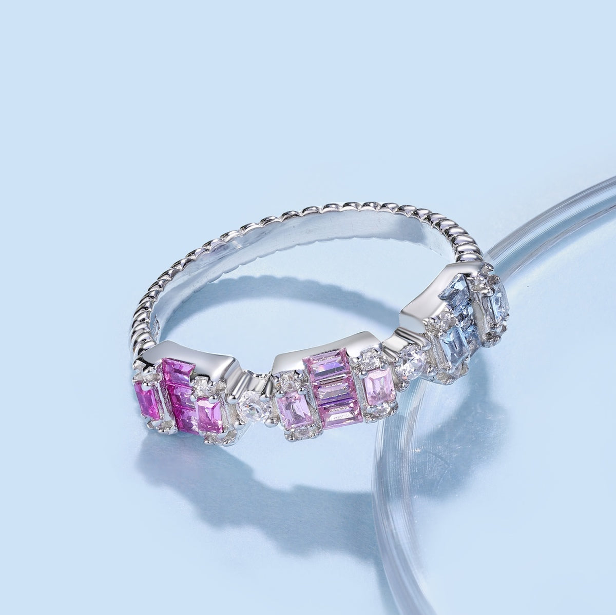 [HOT]Unique Colorful Emerald Cut Party Ring