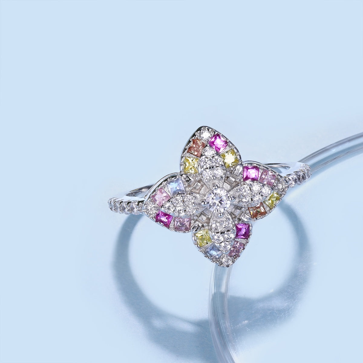 [HOT]Luxurious Colorful Flower Shape Banquet Ring