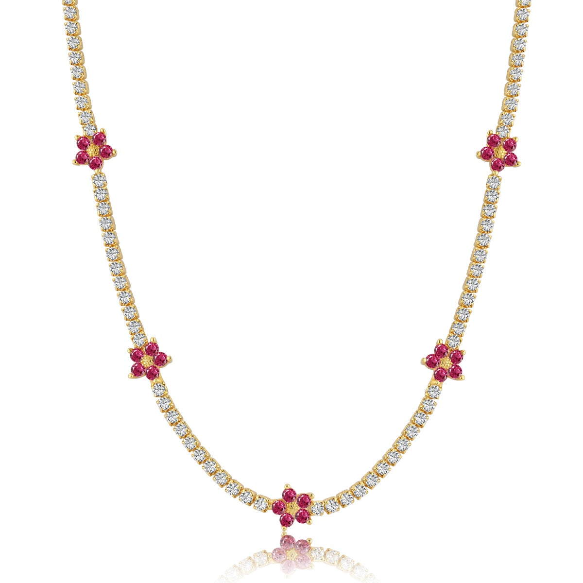 [HOT]Luxurious Colorful Flower Tennis Necklace