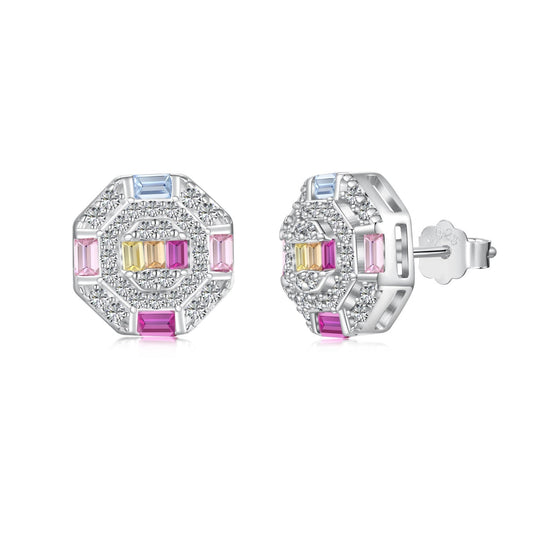 [HOT]Ornate Colorful Octagon Shape Daily Earrings
