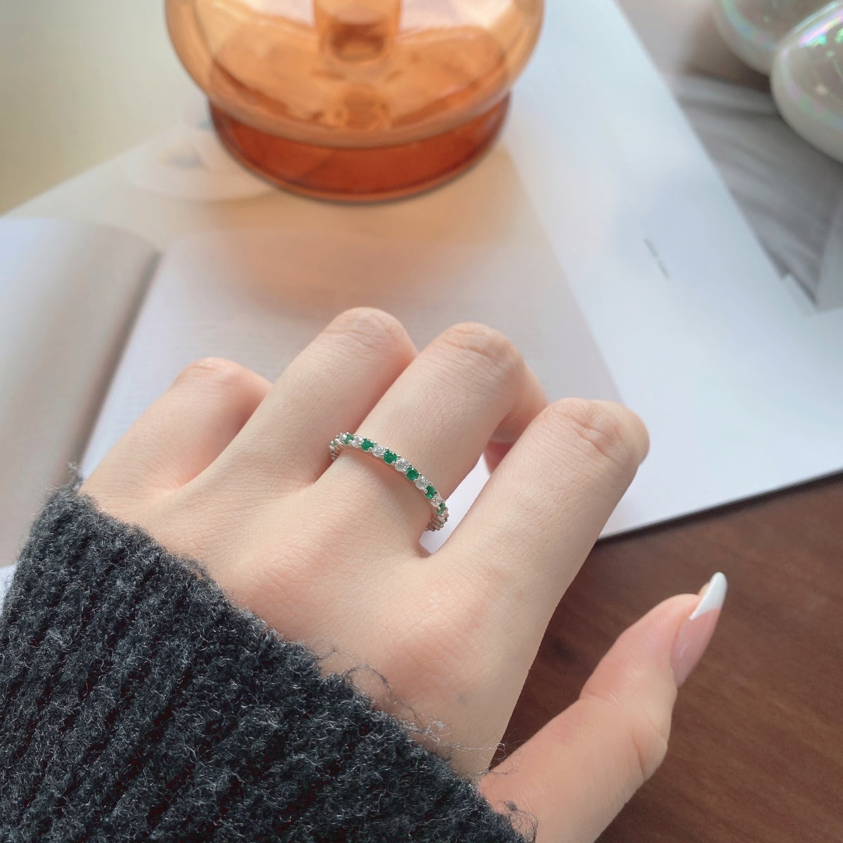 [HOT]Exquisite Colorful Round Cut Tennis Ring