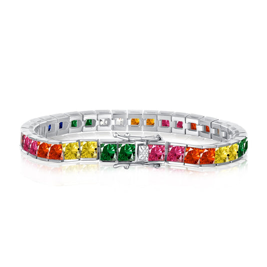 [HOT]Radiant Colorful Princess Cut Tennis Bracelet