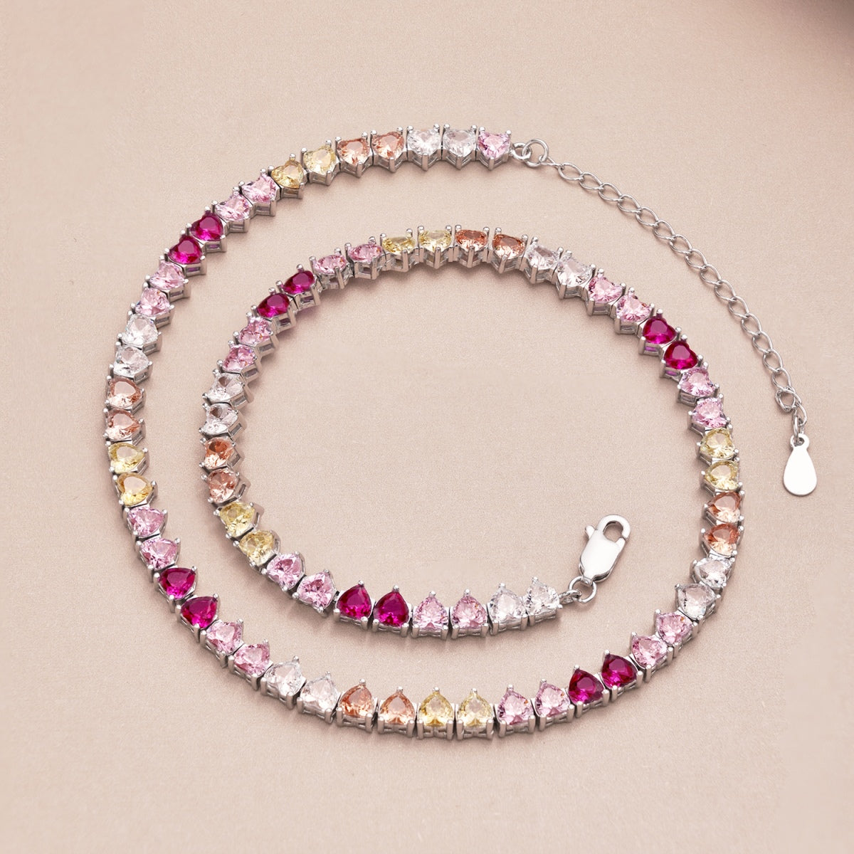 [HOT]Sparkling Colorful Full Heart Tennis Necklace
