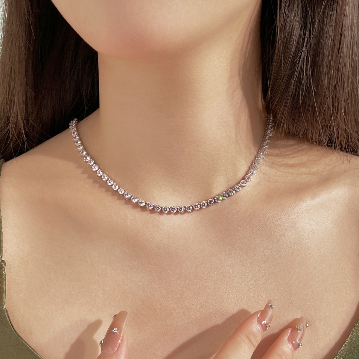 [HOT]Ornate Heart Cut Tennis Necklace