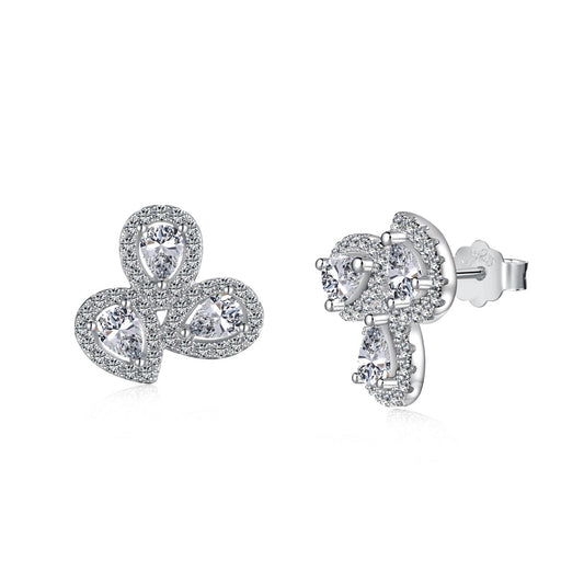 [HOT]Ornate Flower Shape Pear Cut Lover Earrings
