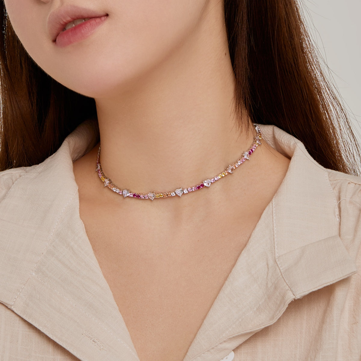 [HOT]Delicate Colorful Rainbow Tennis Chain