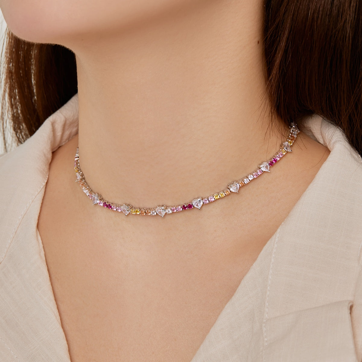 [HOT]Delicate Colorful Rainbow Tennis Chain