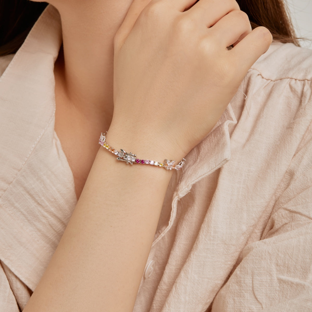 [HOT]Ornate Colorful Butterfly Shape Round Cut Daily Bracelet