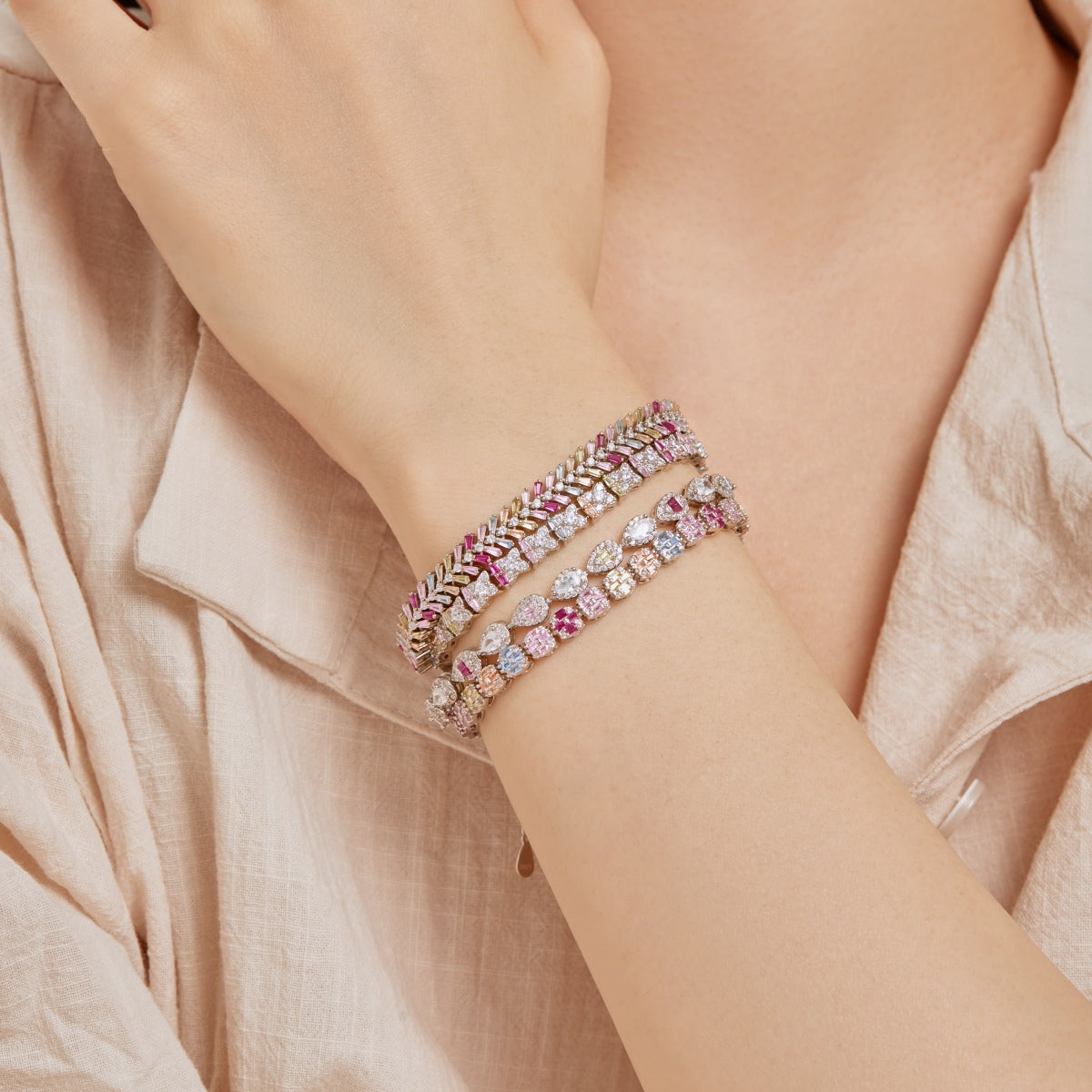 [HOT]Delicate Colorful Emerald Cut Daily Bracelet