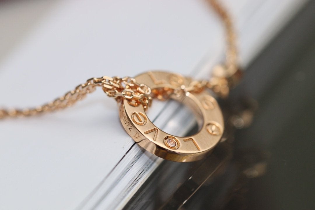 DIANA LOVE NECKLACE ADJUSTABLE ROSE GOLD 2 DIAMOND