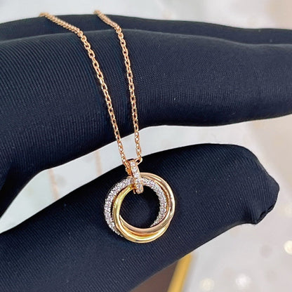 DIANA TRINITY NECKLACE SILVER GOLD PINK GOLD DIAMONDS