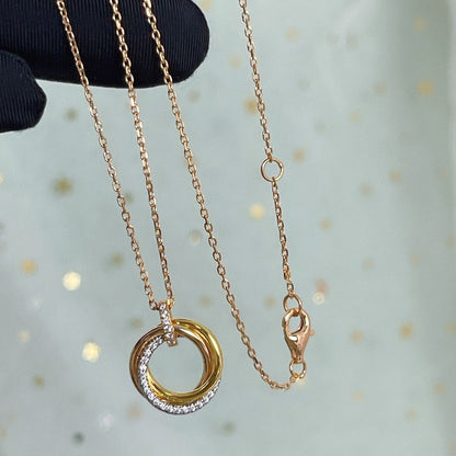DIANA TRINITY NECKLACE SILVER GOLD PINK GOLD DIAMONDS