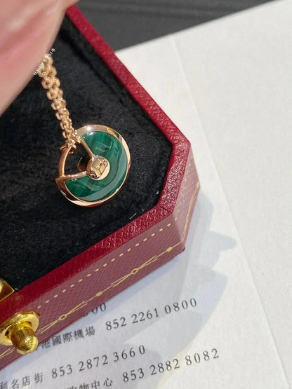 DIANA AMULETTE ROSE GOLD MALACHITE NECKLACE
