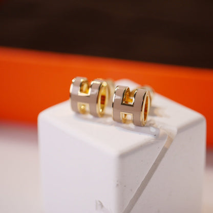 DIANA MINI POP H GOLD EARRINGS GREY