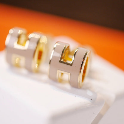 DIANA MINI POP H GOLD EARRINGS GREY