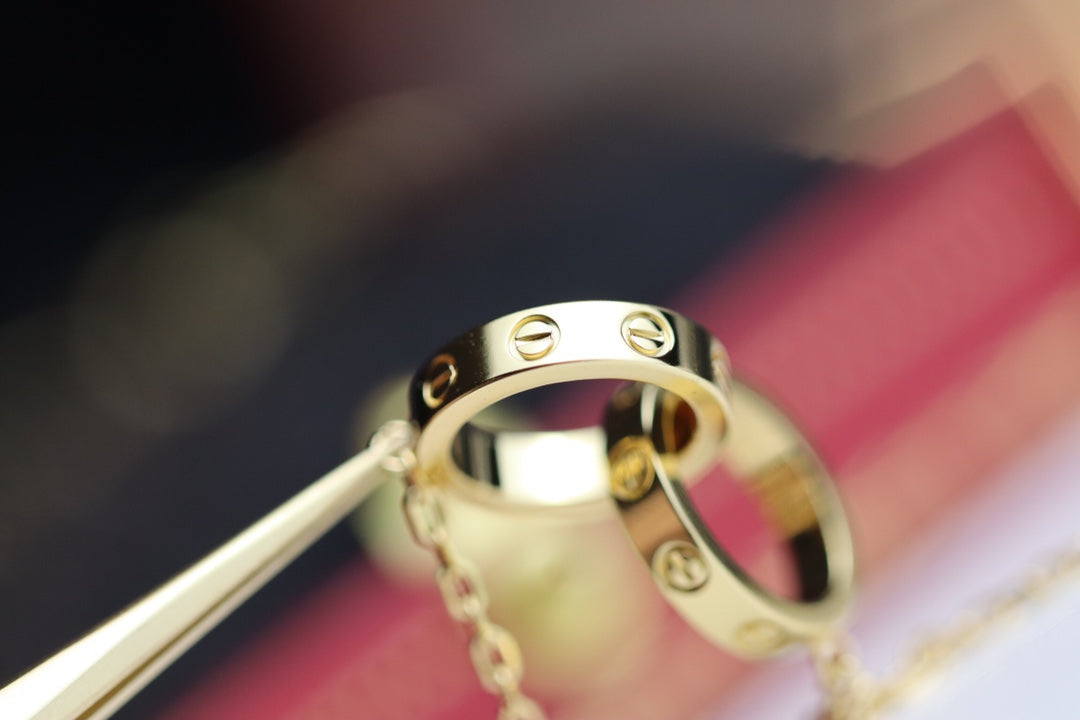 DIANA LOVE NECKLACE DOUBLE RING GOLD