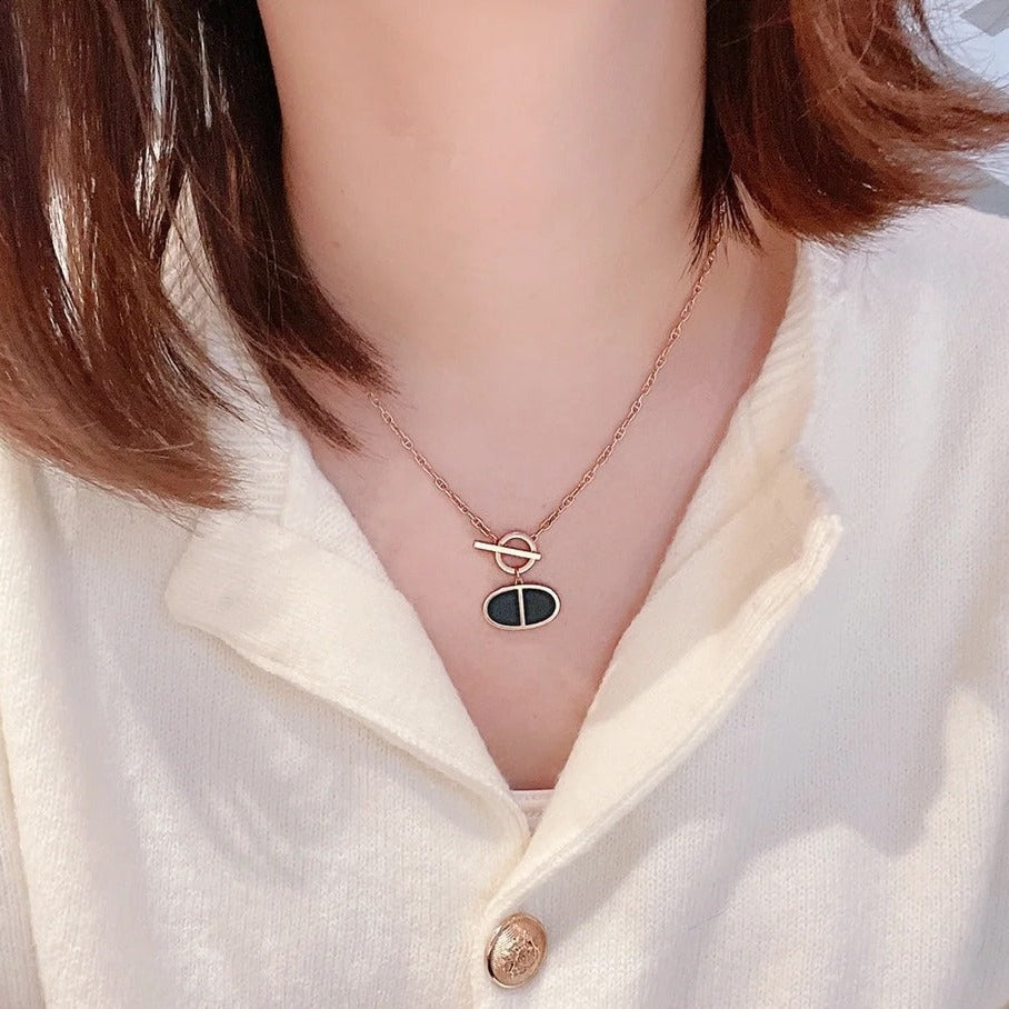 DIANA CHAINE VERSO BLACK CERAMIC NECKLACE