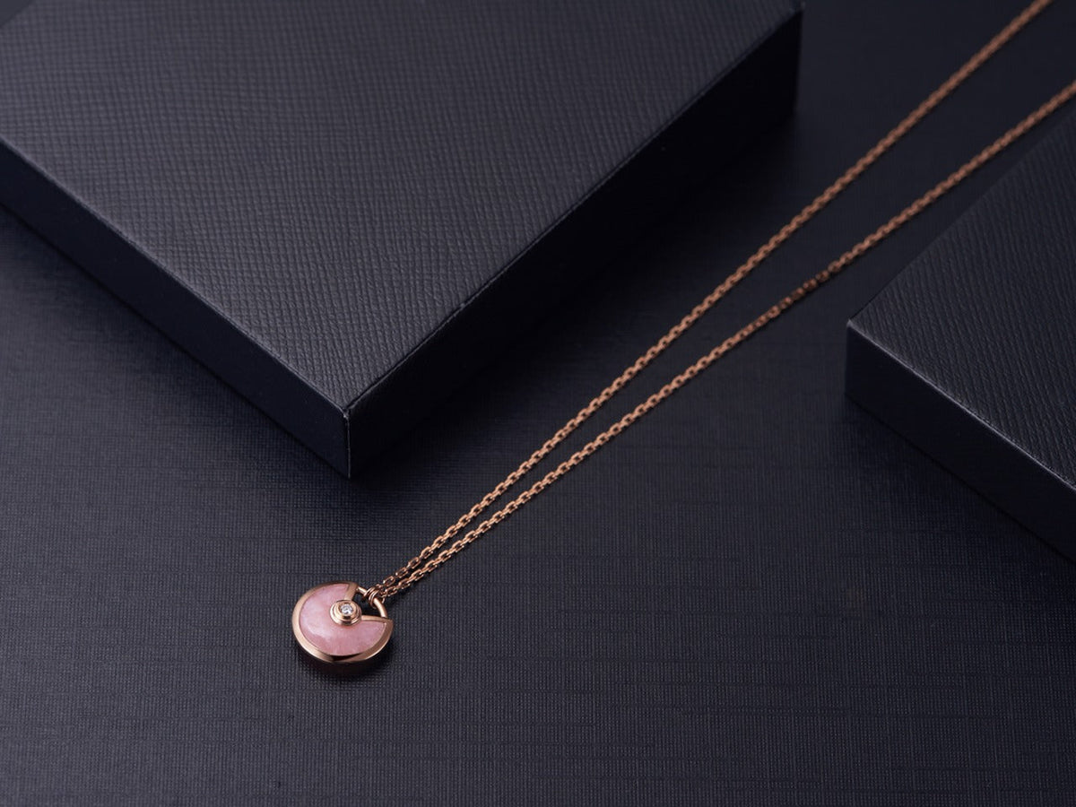 DIANA AMULETTE ROSE GOLD PINK MOP NECKLACE