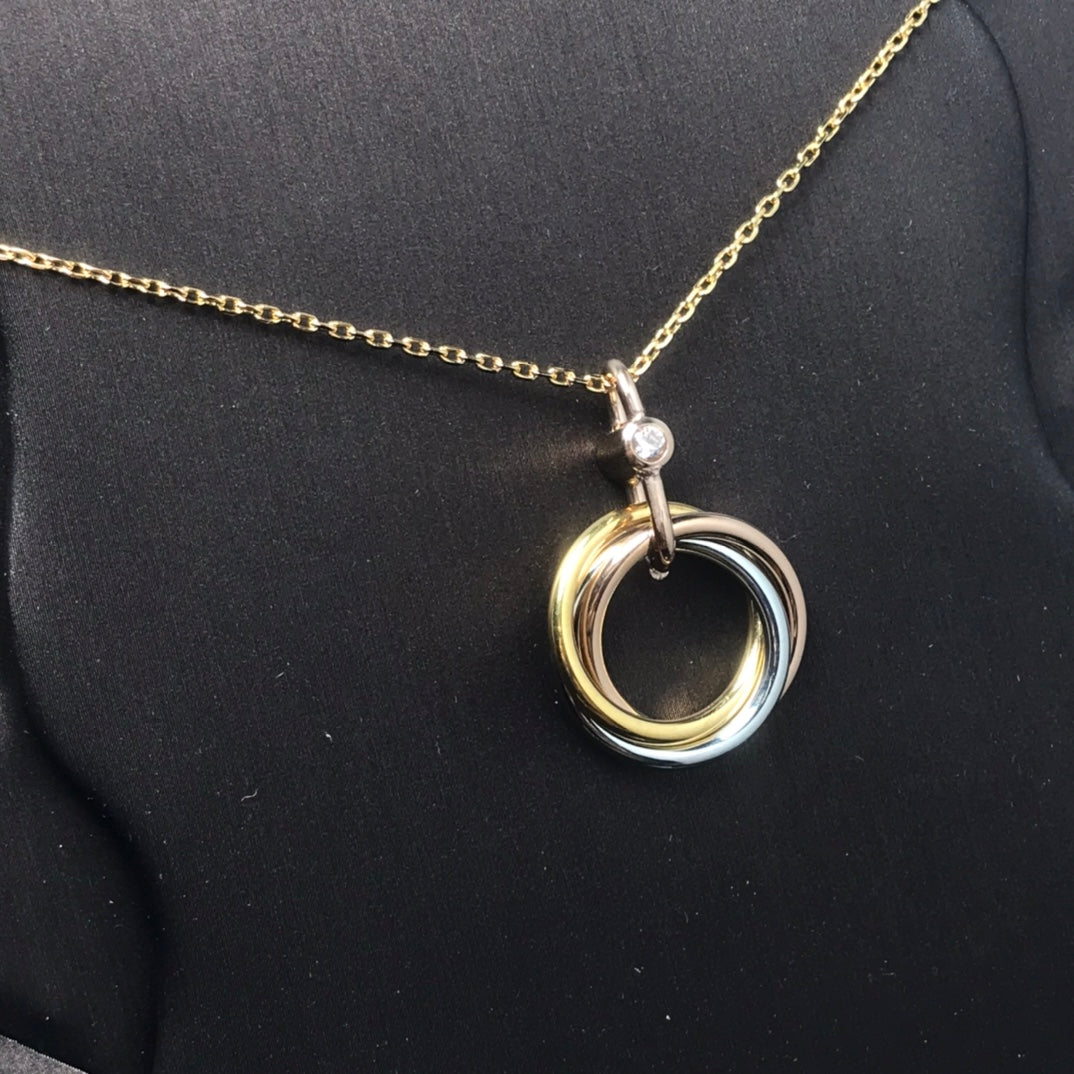 DIANA TRINITY SILVER GOLD PINK GOLD NECKLACE