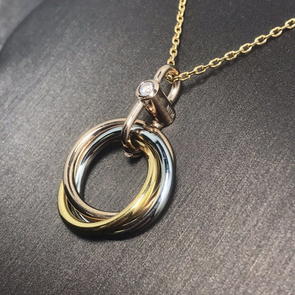 DIANA TRINITY SILVER GOLD PINK GOLD NECKLACE