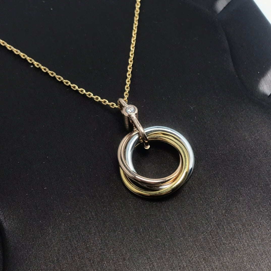 DIANA TRINITY SILVER GOLD PINK GOLD NECKLACE
