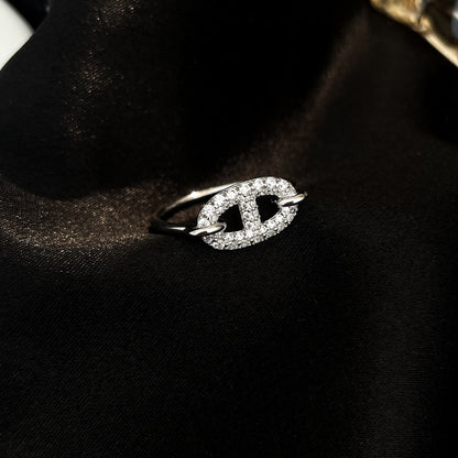 DIANA RONDE SMALL SILVER DIAMOND RING