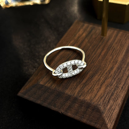DIANA RONDE SMALL SILVER DIAMOND RING