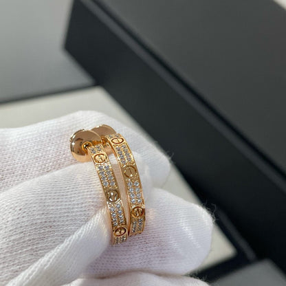 DIANA LOVE DIAMOND PINK GOLD HOOP EARRINGS