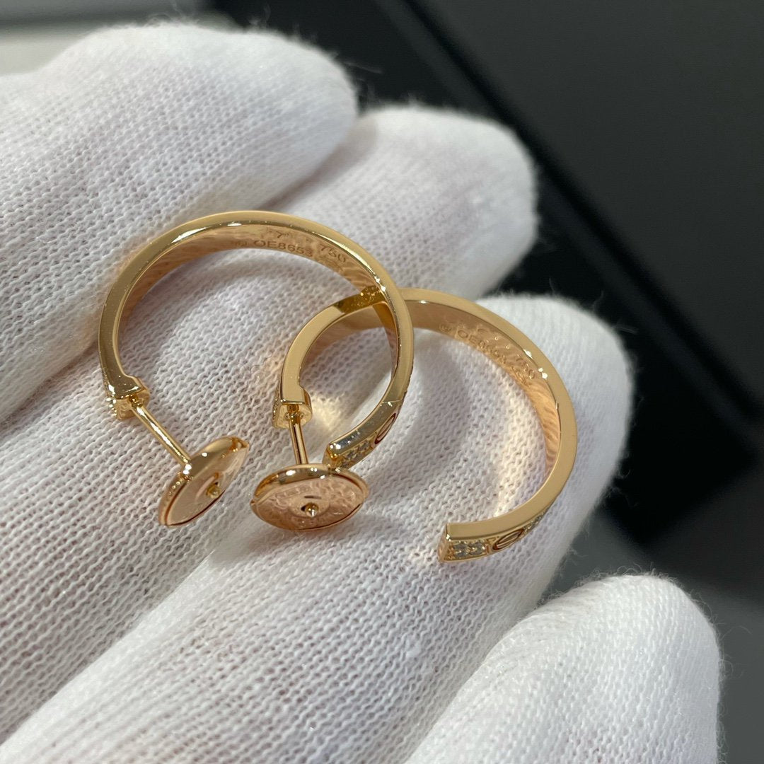 DIANA LOVE DIAMOND PINK GOLD HOOP EARRINGS