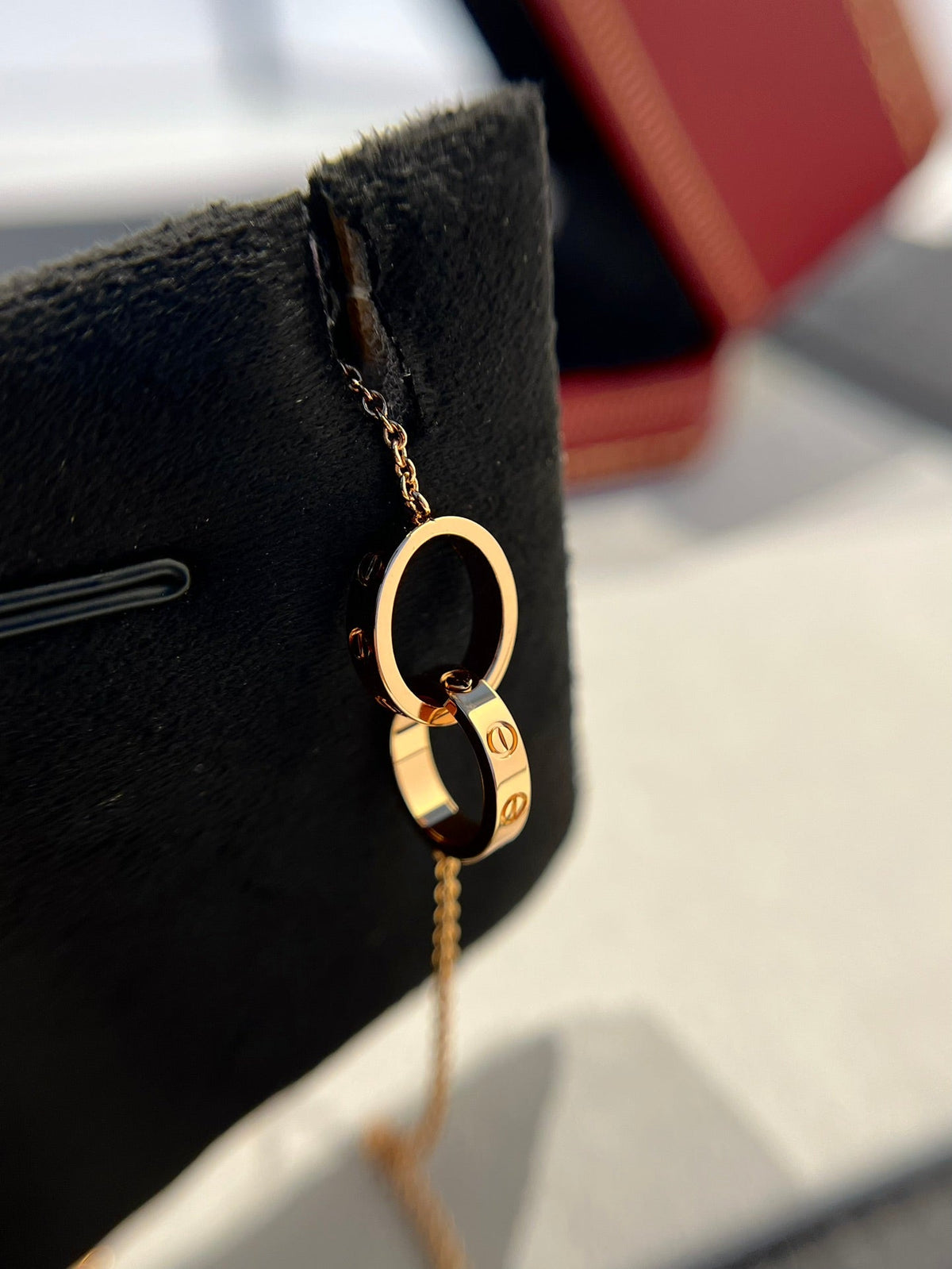 DIANA LOVE NECKLACE DOUBLE RING PINK GOLD