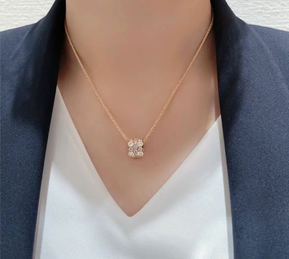 DIANA BEE LOVE DIAMOND PAVED 3 ROW NECKLACE