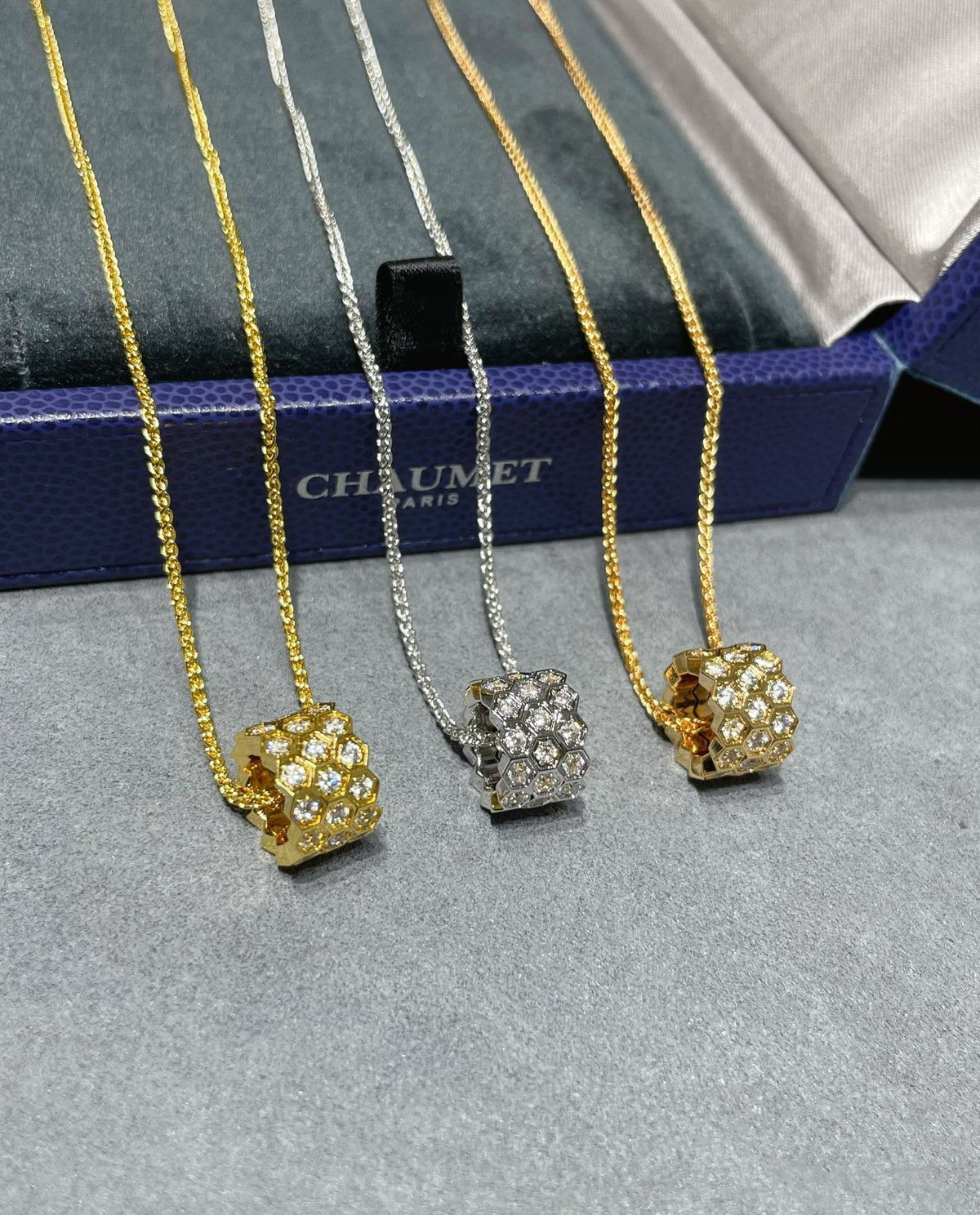 DIANA BEE LOVE DIAMOND PAVED 3 ROW NECKLACE