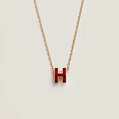 DIANA HM CLIC RED ENAMEL GOLD NECKLACE