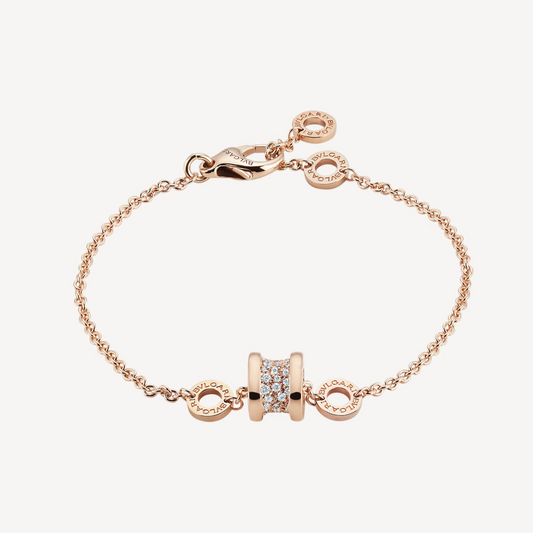 DIANA ZERO 1 SOFT PINK GOLD WITH PAVED DIAMONDS ON THE SPIRAL BRACELET