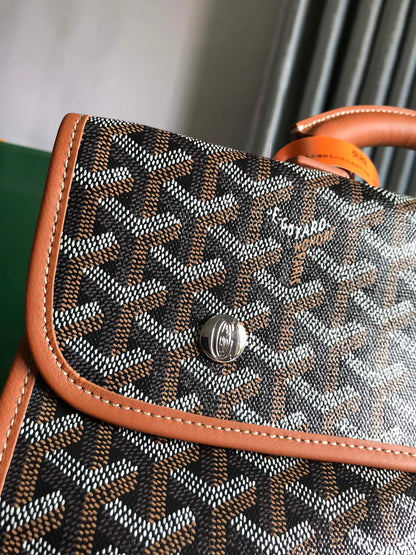 SAINT L¨¦GER BACKPACK 35 IN BROWN GOYARDINE CANVAS AND CALFSKIN WITH CARTOON PATCH