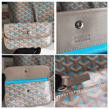 SAINT LOUIS PM 34 IN GREY MIX BLUE GOYARDINE CANVAS AND CALFSKIN