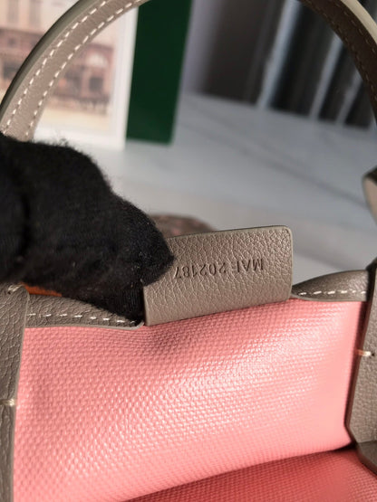 POITIERS CLAIRE-VOIE BAG 24 IN GREY MIX PINK GOYARDINE CANVAS AND CALFSKIN