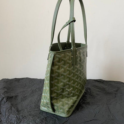 ANJOU MINI BAG 20 IN WOODLAND GREEN GOYARDINE CANVAS AND CALFSKIN