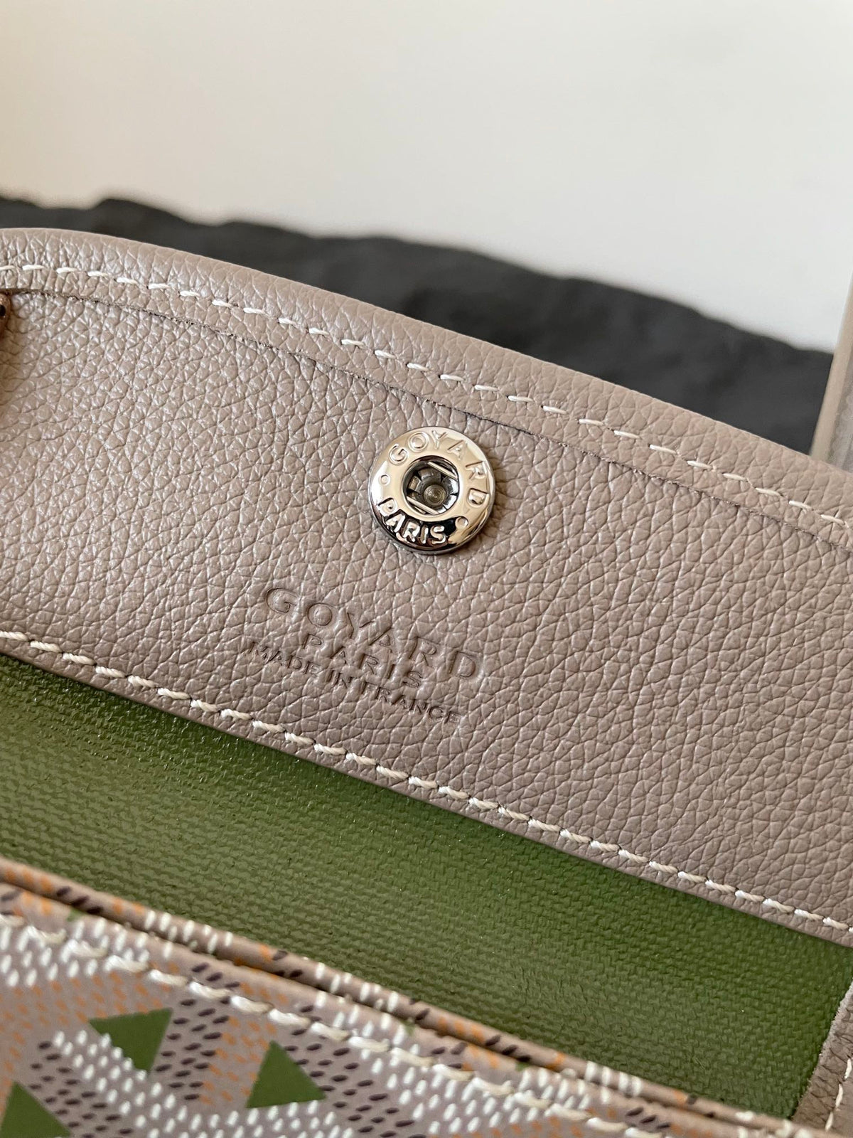 ANJOU MINI BAG 20 IN GREY MIX GREEN GOYARDINE CANVAS AND CALFSKIN