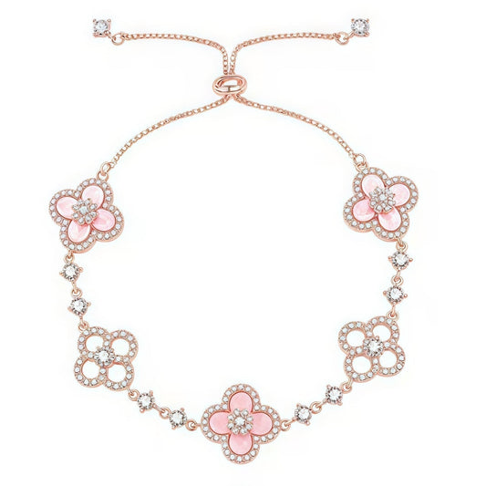 CLOVER 5 MOTIF PINK BLUE RED WHITE BRACELET
