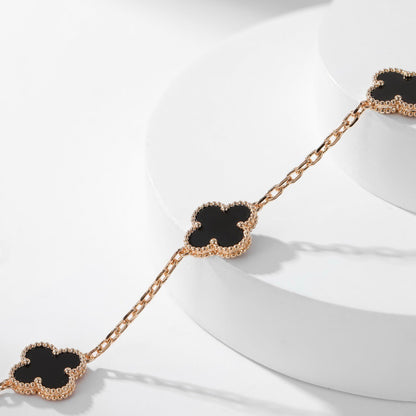 CLOVER 10 MOTIFS ONYX NECKLACE
