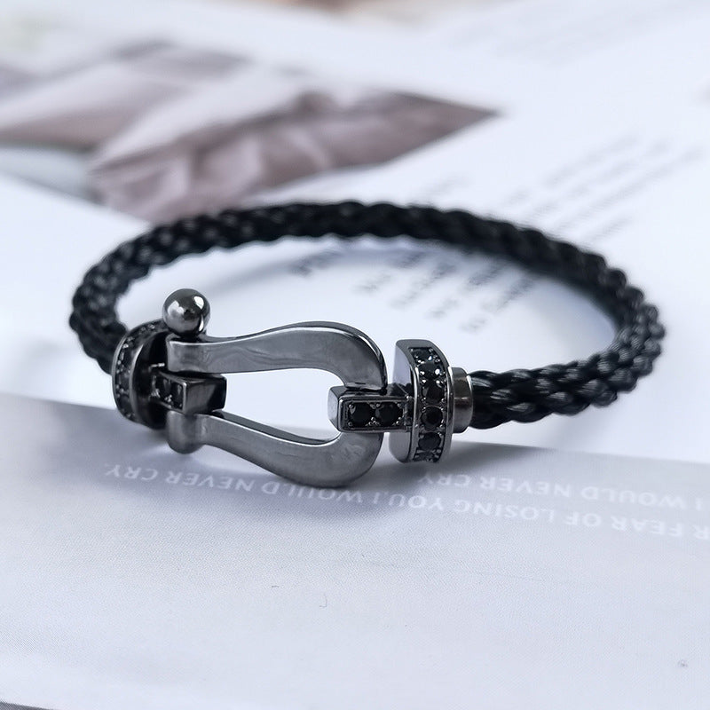 DIANA FORCE LARGE SERIES HORSESHOE BLACK SAMURAI BRACELET